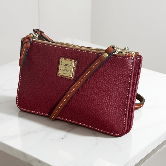 Dooney & Bourke Red Burgundy Leather Crossbody Bag - Picture 2 of 10